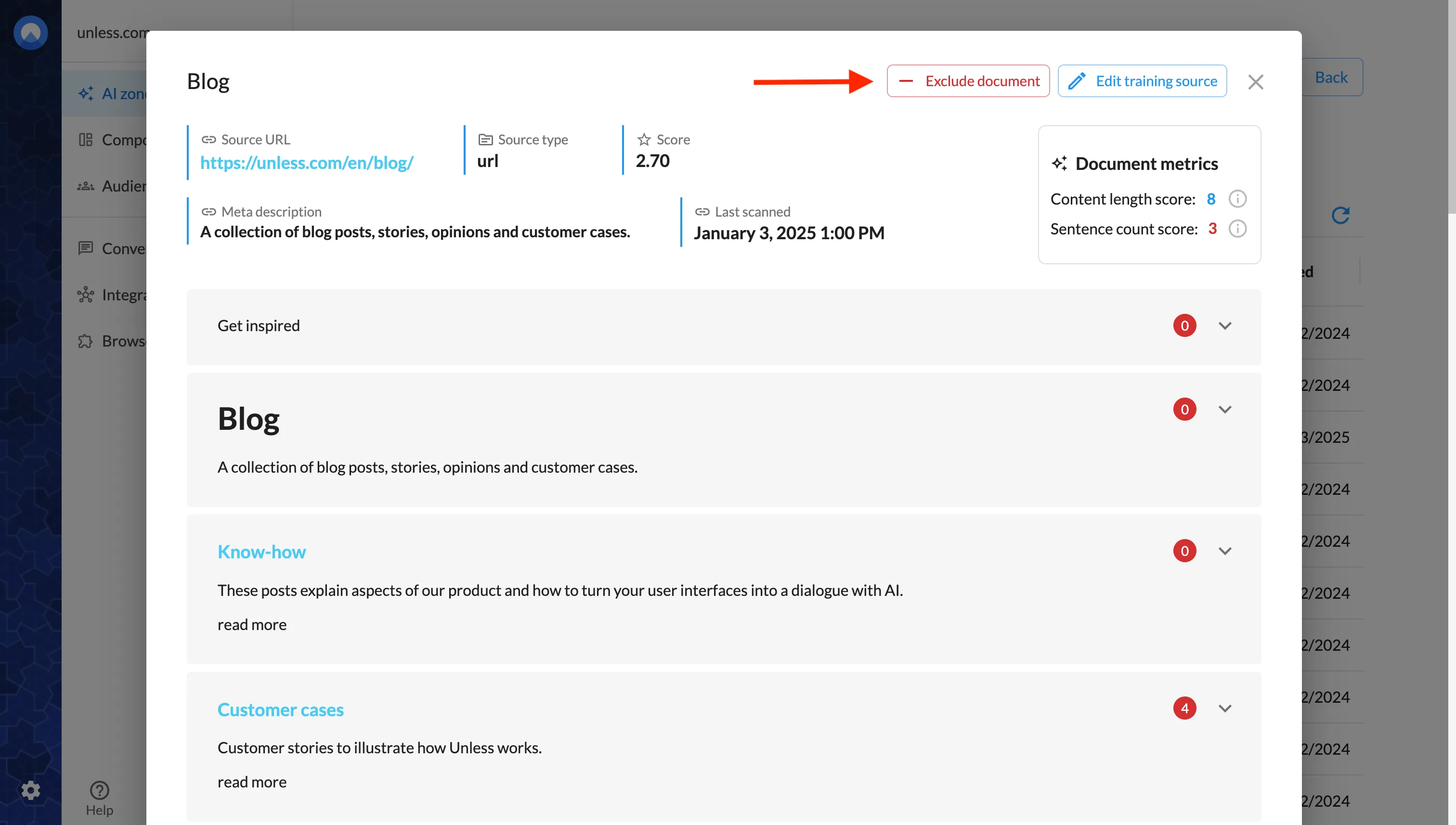 Exclude a single resource from your sources