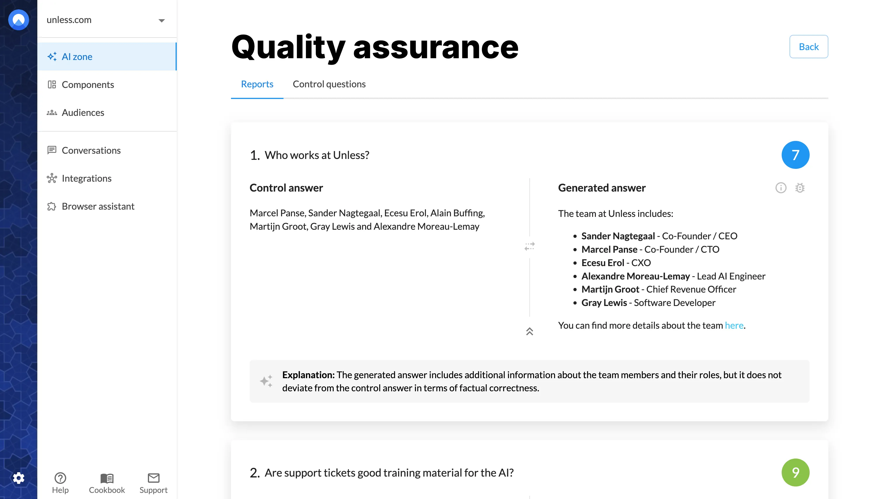 Quality control report